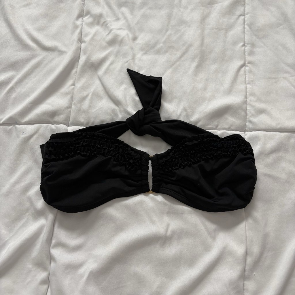 Kenneth Cole Reactions Womens Small Black Bandeau Bikini Top Summer Beach Y2k